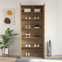 vidaXL Shoe Cabinet 80 x 35.5 x 180 cm Engineered Wood Brown 4