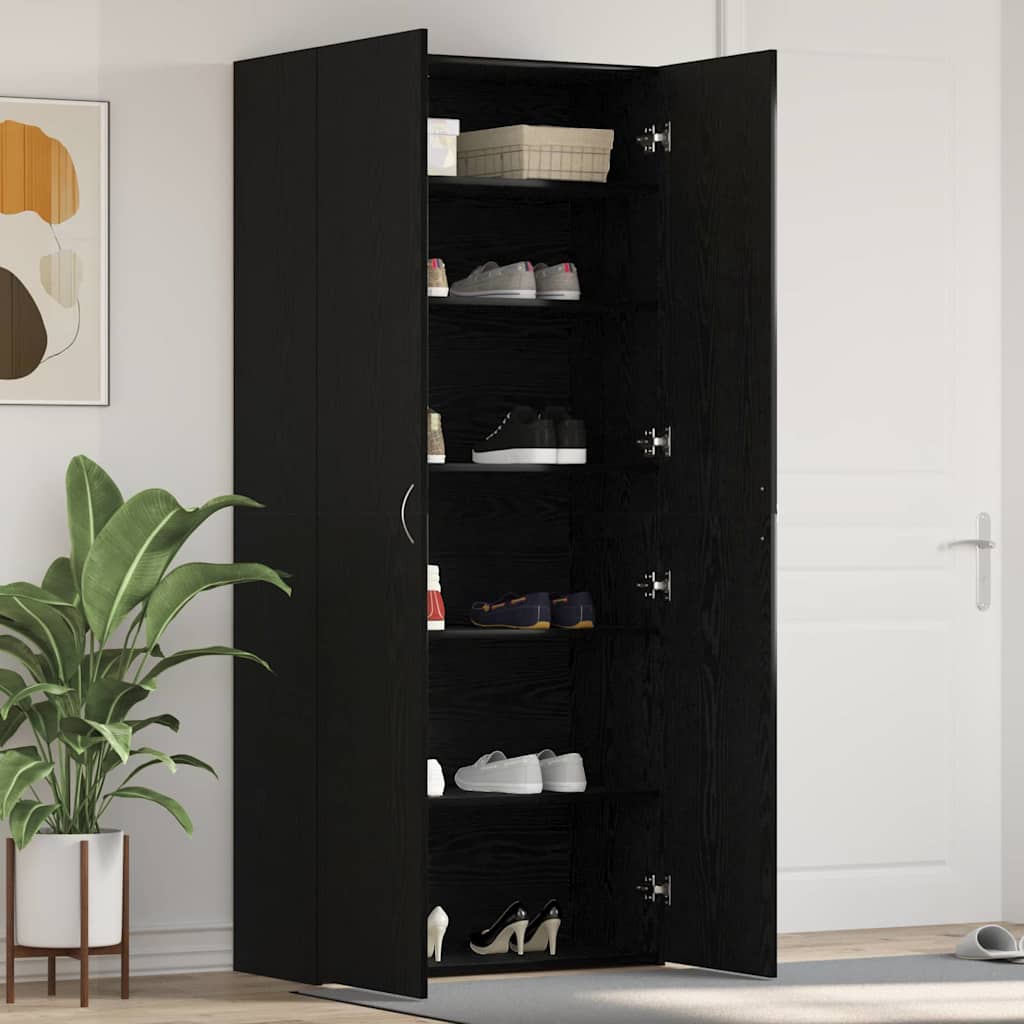 vidaXL Shoe Cabinet 80 x 35.5 x 180 cm Engineered Wood Black 1
