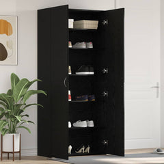 vidaXL Shoe Cabinet 80 x 35.5 x 180 cm Engineered Wood Black 1