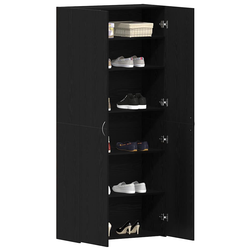 vidaXL Shoe Cabinet 80 x 35.5 x 180 cm Engineered Wood Black 3