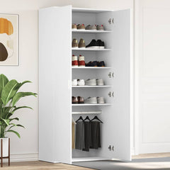 vidaXL Shoe Cabinet 80 x 39 x 178 cm Engineered Wood White 1