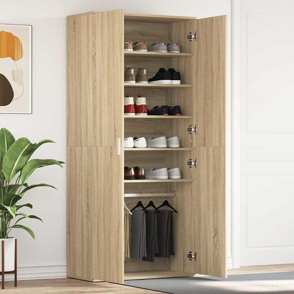 vidaXL Shoe Cabinet 80 x 39 x 178 cm Engineered Wood Sonoma Oak 1