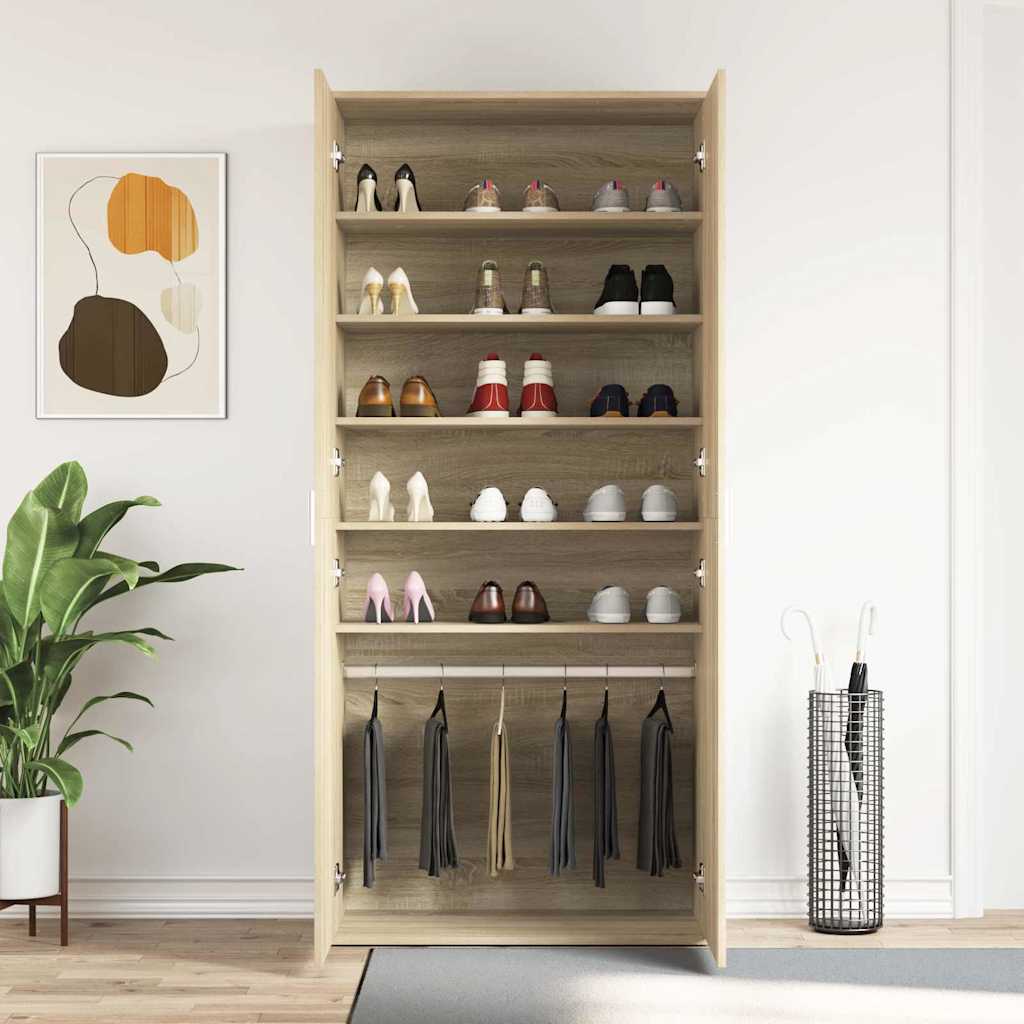 vidaXL Shoe Cabinet 80 x 39 x 178 cm Engineered Wood Sonoma Oak 4