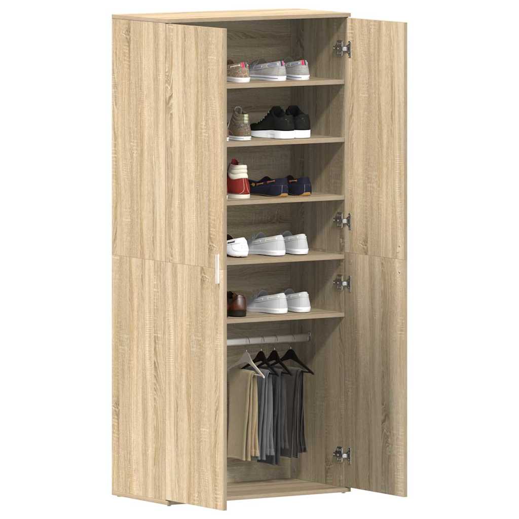 vidaXL Shoe Cabinet 80 x 39 x 178 cm Engineered Wood Sonoma Oak 3