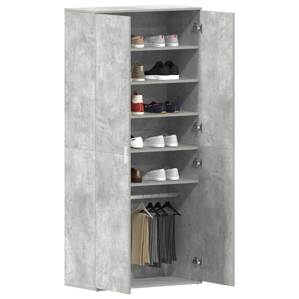 vidaXL Shoe Cabinet 80 x 39 x 178 cm Engineered Wood Concrete Grey 3