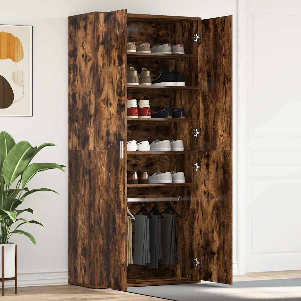 vidaXL Shoe Cabinet 80 x 39 x 178 cm Engineered Wood Smoked Oak 1