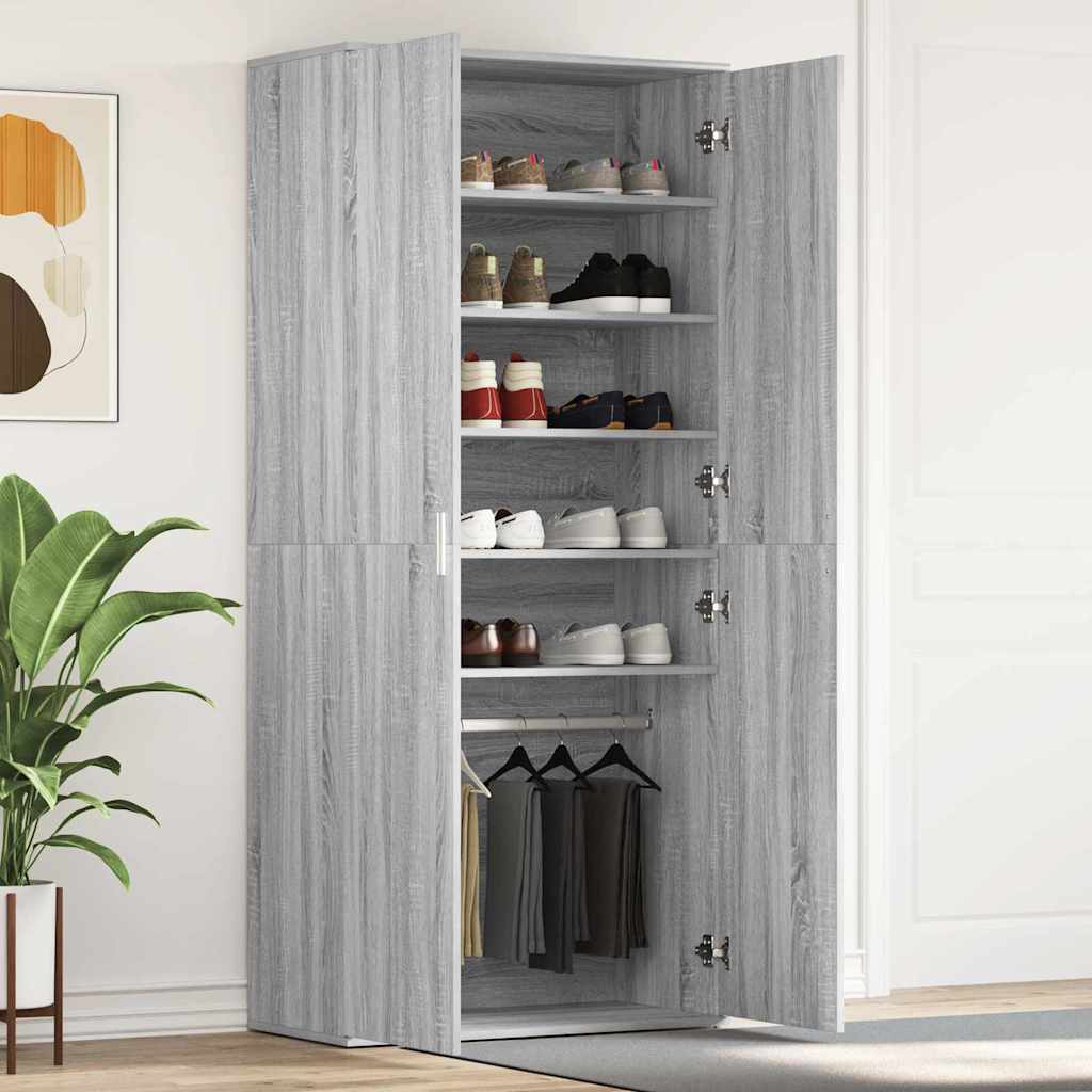 vidaXL Shoe Cabinet 80 x 39 x 178 cm Engineered Wood Grey Sonoma 1