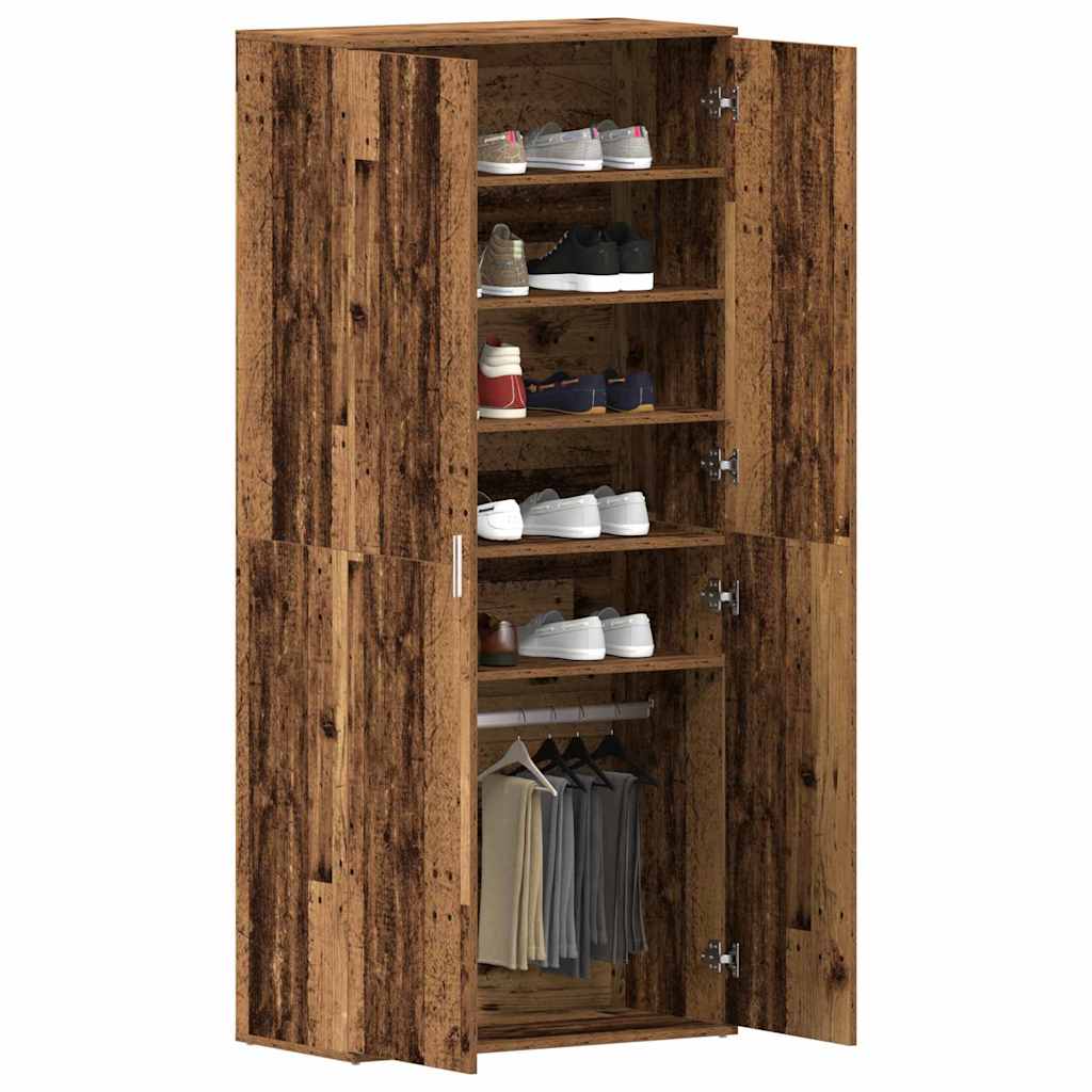 vidaXL Shoe Cabinet 80 x 39 x 178 cm Engineered Wood Old Wood 3