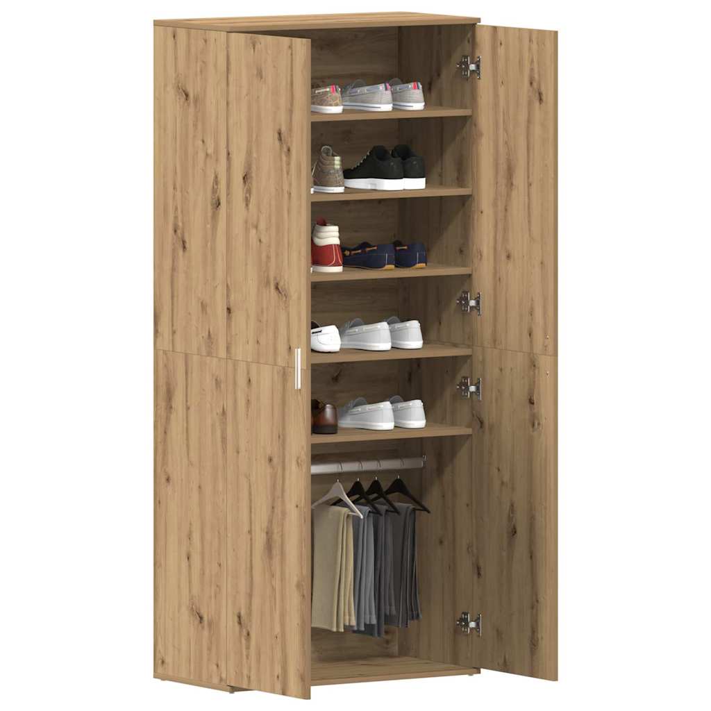 vidaXL Shoe Cabinet 80 x 39 x 178 cm Engineered Wood Artisan Oak 3