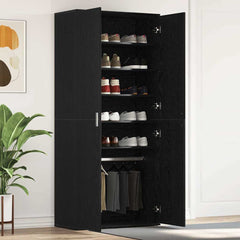 vidaXL Shoe Cabinet 80 x 39 x 178 cm Engineered Wood Black Oak 1