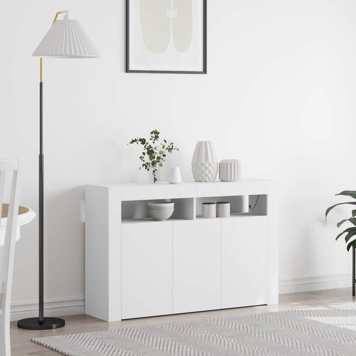 Sideboard 116 x 30 x 75 cm Engineered Wood White