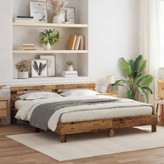 Bed Frame with Headboard Engineered Wood Old Wood 180 x 200 cm