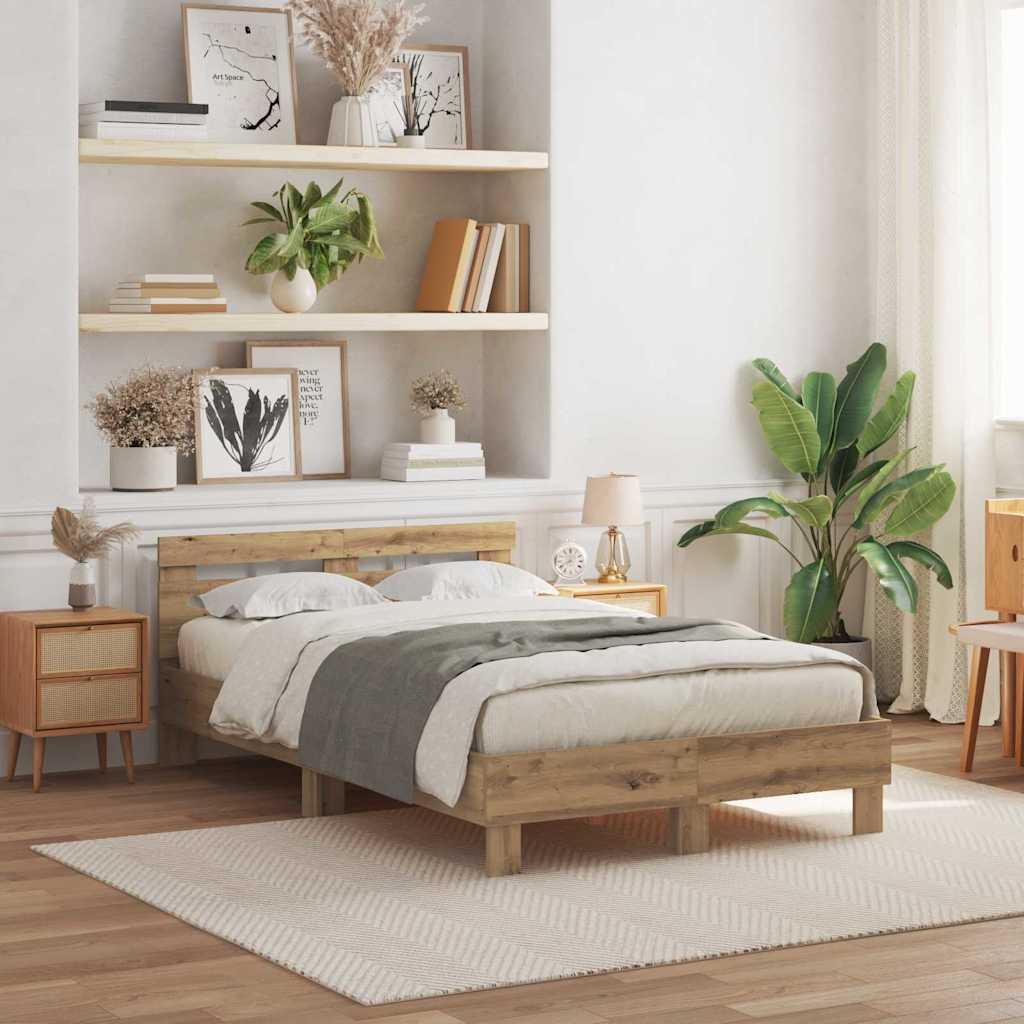 Bed Frame Engineered Wood Artisan Oak 135 x 190 cm