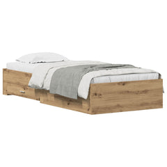 Bed Frame with Drawer Engineered Wood Length 200 cm Artisan Oak 90 cm