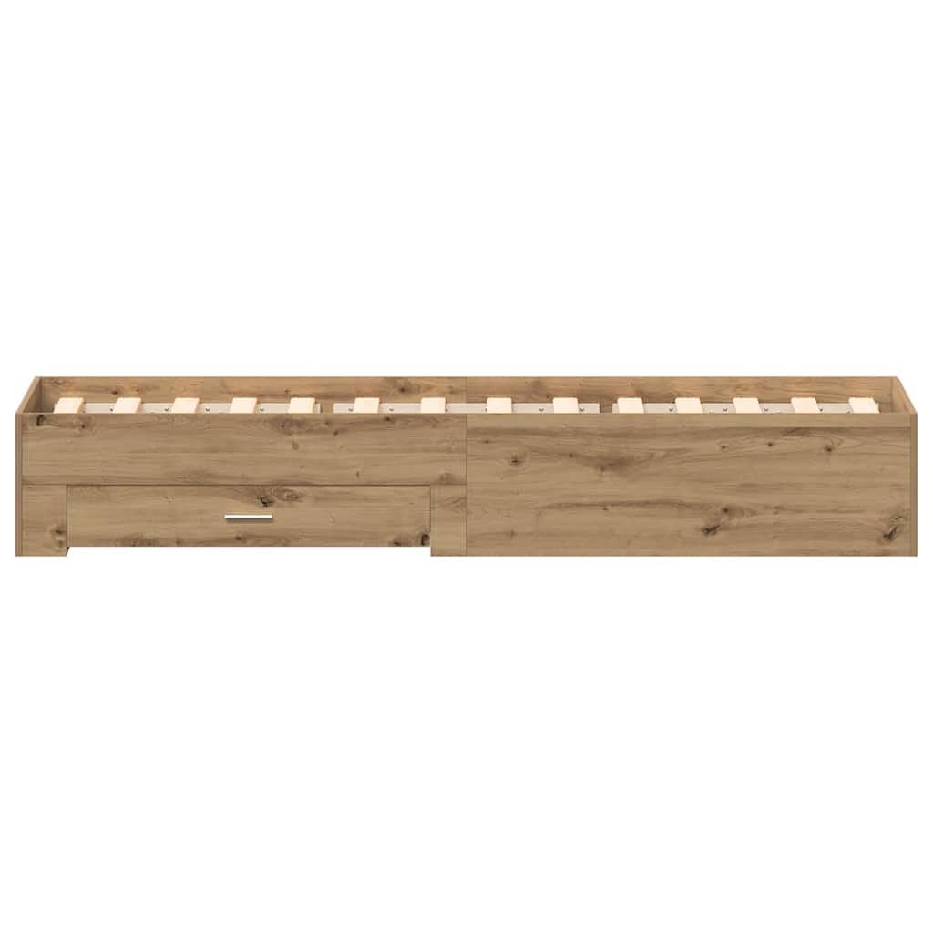 Bed Frame with Drawer Engineered Wood Length 200 cm Artisan Oak 90 cm