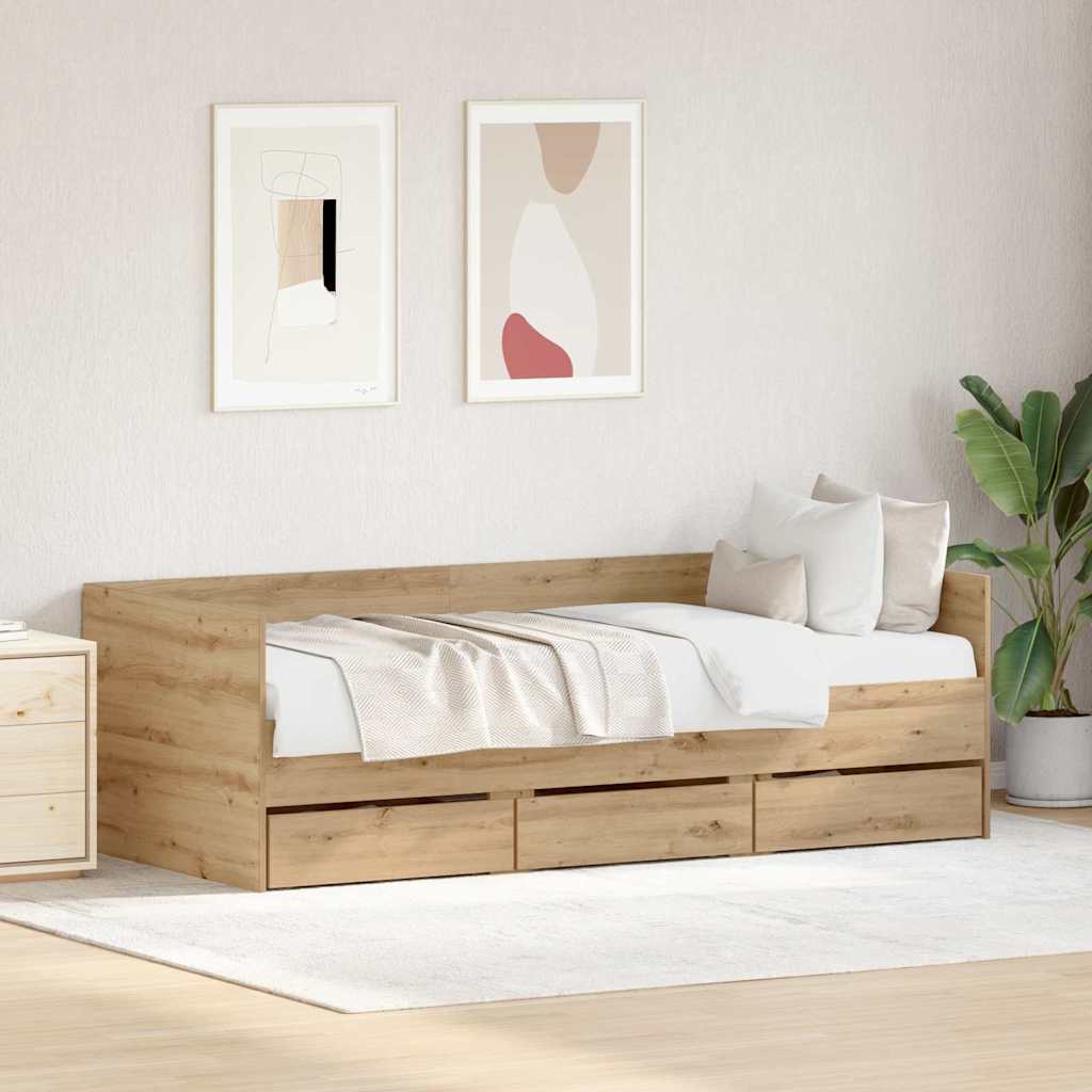 Daybed with Drawers without Mattress 90x200 cm Artisan oak