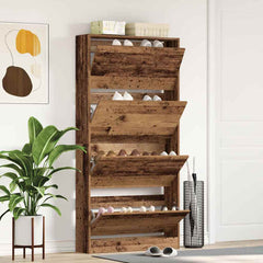vidaXL Shoe Cabinet 80 x 21 x 163.5 cm Engineered Wood Old Wood 1