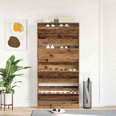 vidaXL Shoe Cabinet 80 x 21 x 163.5 cm Engineered Wood Old Wood 4