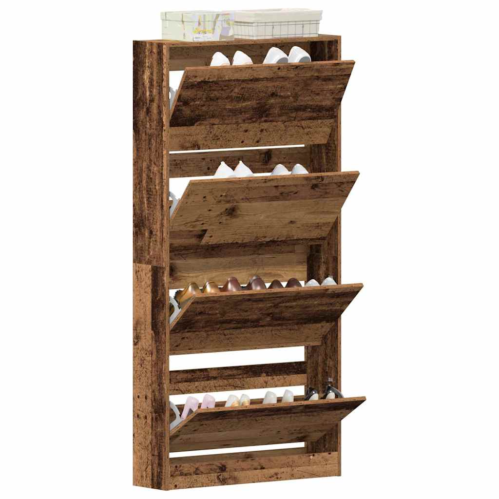 vidaXL Shoe Cabinet 80 x 21 x 163.5 cm Engineered Wood Old Wood 3