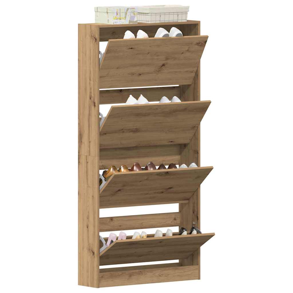 vidaXL Shoe Cabinet 80 x 21 x 163.5 cm Engineered Wood Artisan Oak 3