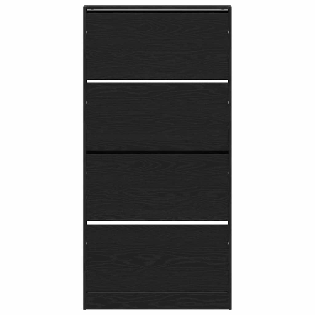 vidaXL Shoe Cabinet 80 x 21 x 163.5 cm Engineered Wood Black Oak 6