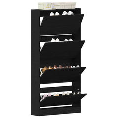 vidaXL Shoe Cabinet 80 x 21 x 163.5 cm Engineered Wood Black Oak 3