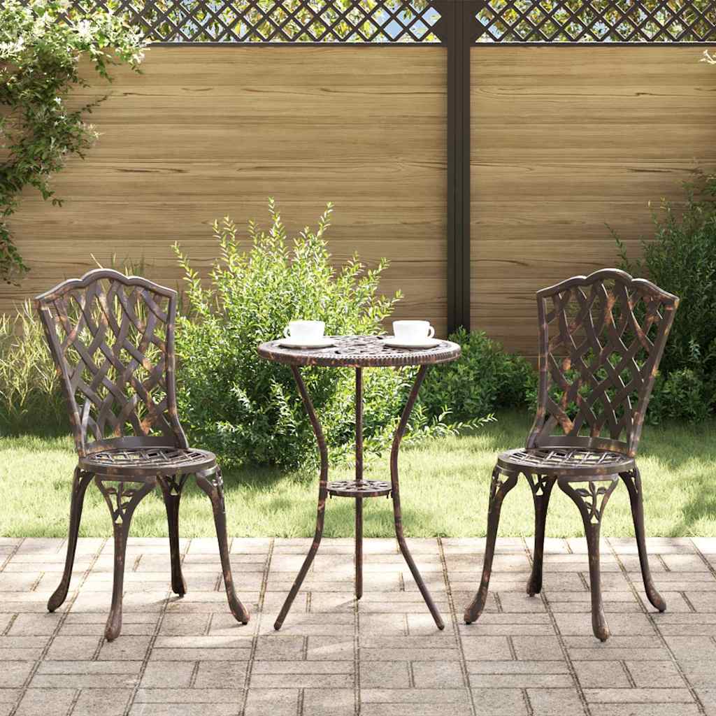 Garden Bistro Set 3 pcs Aluminium Bronze