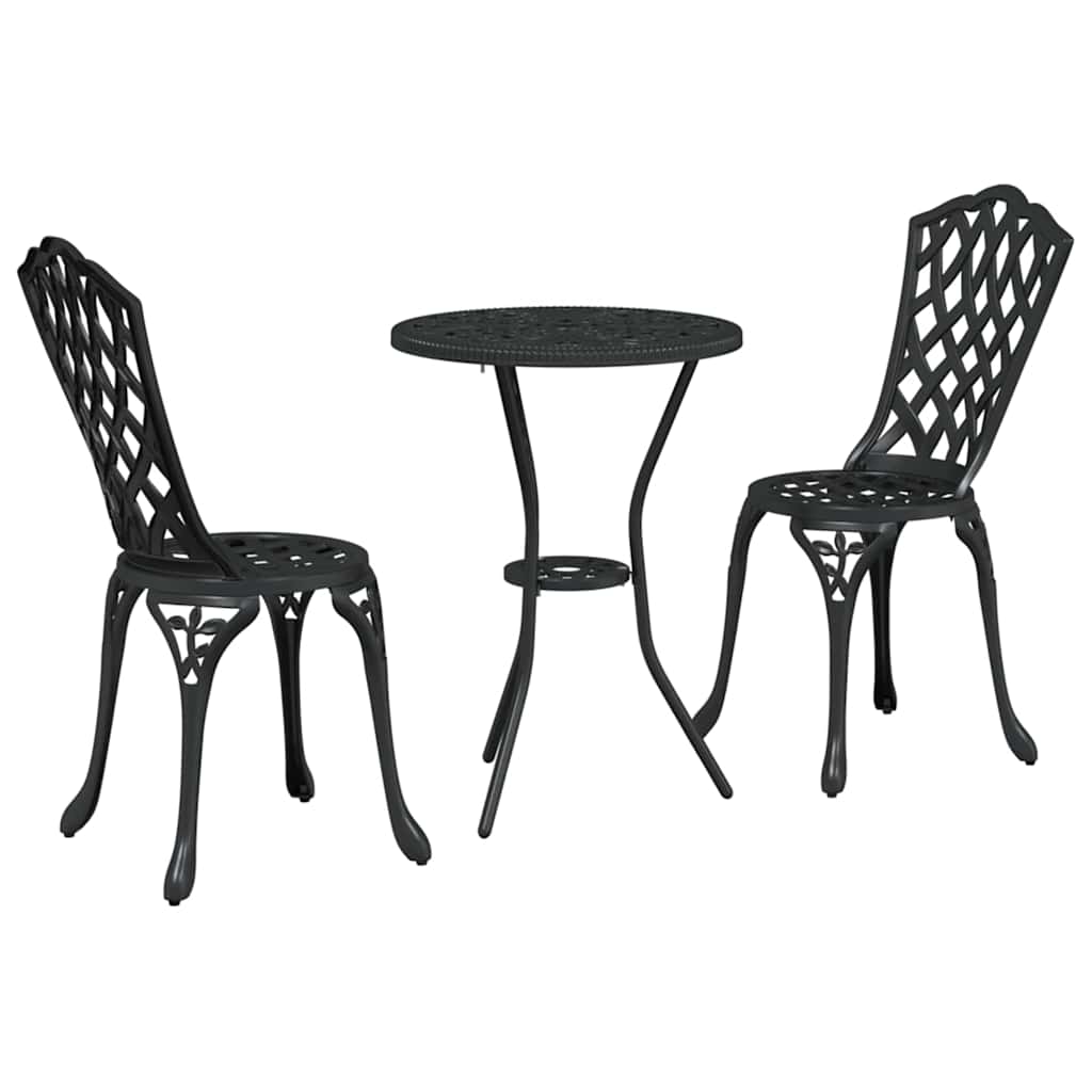 Garden Bistro Set 3 pcs Aluminium Black