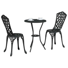 Garden Bistro Set 3 pcs Aluminium Black
