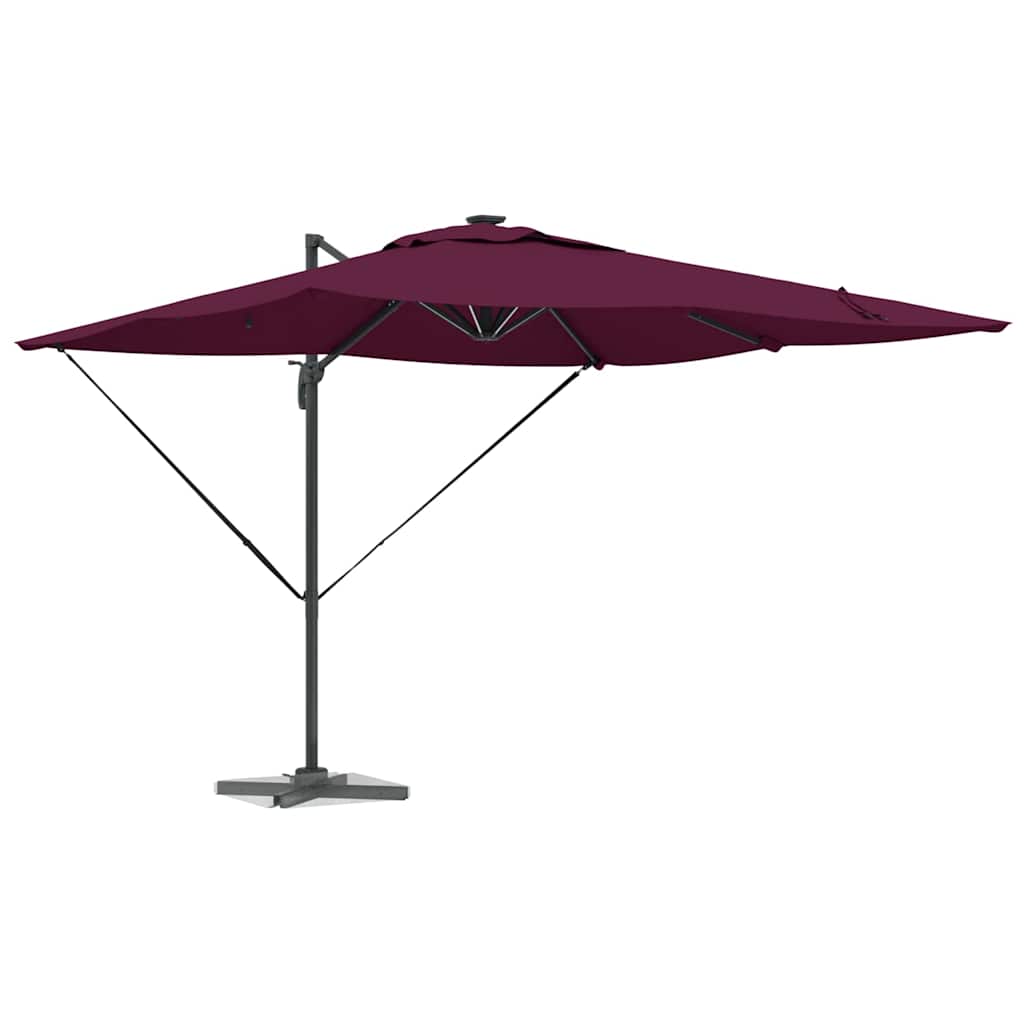 vidaXL Umbrella with LED Strip Lights Bordeaux Red 286 x 284 x 270 cm 3