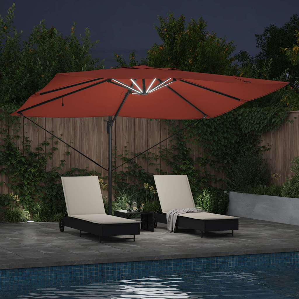 vidaXL Umbrella 352 x 251 x 265 cm Polyester and Aluminium Terracotta 4