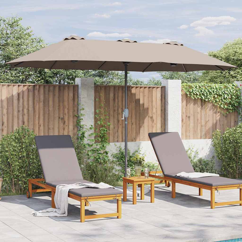 vidaXL Garden Parasol 370 x 197 x 239 cm Polyester and Aluminium Taupe 4
