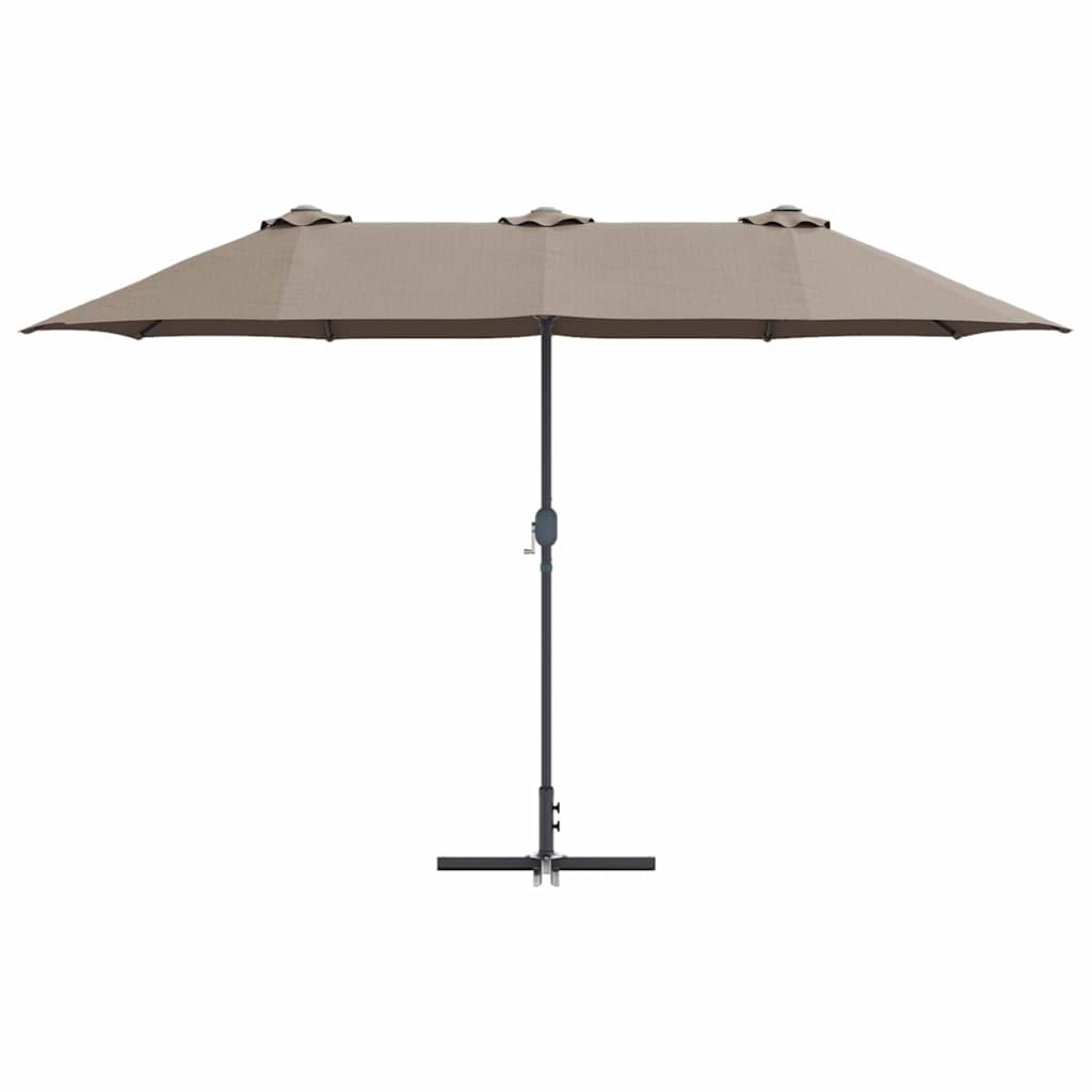 vidaXL Garden Parasol 370 x 197 x 239 cm Polyester and Aluminium Taupe 5
