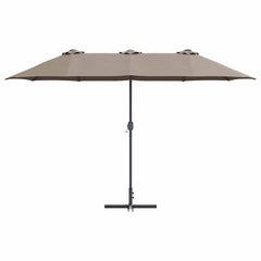 vidaXL Garden Parasol 370 x 197 x 239 cm Polyester and Aluminium Taupe 5