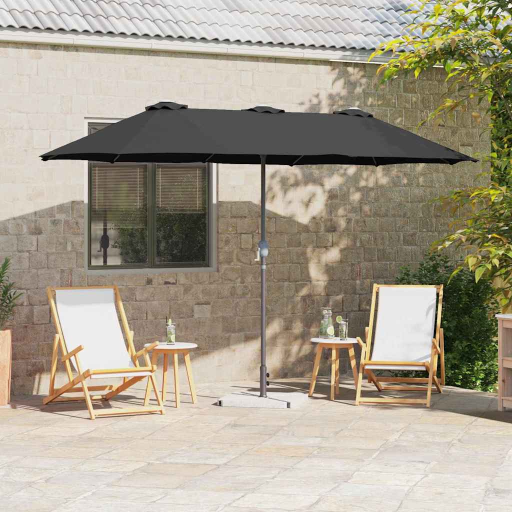 vidaXL Garden Parasol 370 x 197 x 239 cm Polyester and Aluminium Black 1