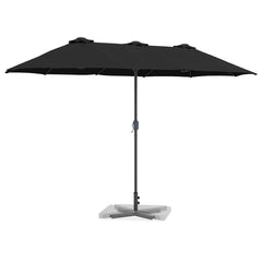 vidaXL Garden Parasol 370 x 197 x 239 cm Polyester and Aluminium Black 3