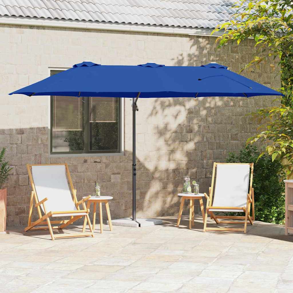 vidaXL Umbrella 372 x 198 x 243 cm Polyester and Aluminium Azurblau 1