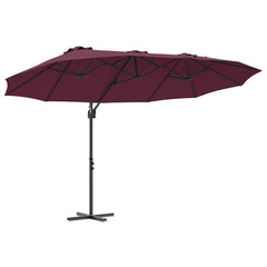 vidaXL Umbrella Bordeaux Red 372 x 198 x 243 cm 2