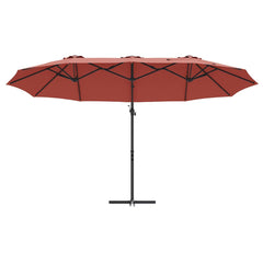 vidaXL Umbrella Terracotta 372 x 198 x 243 cm Polyester and Aluminium 5