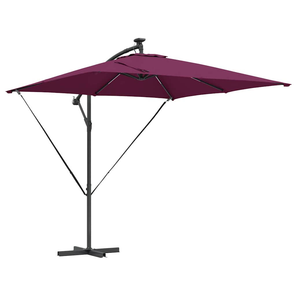 vidaXL Umbrella with LED Strip Lights Bordeaux Red 249 x 249 x 250 cm 2