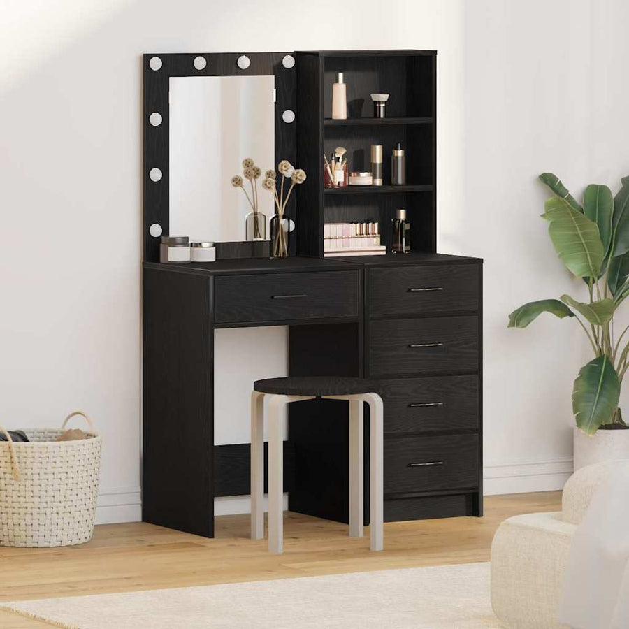 vidaXL Dressing Table 2 pcs Black 50 x 41 x 135 cm Engineered Wood 1