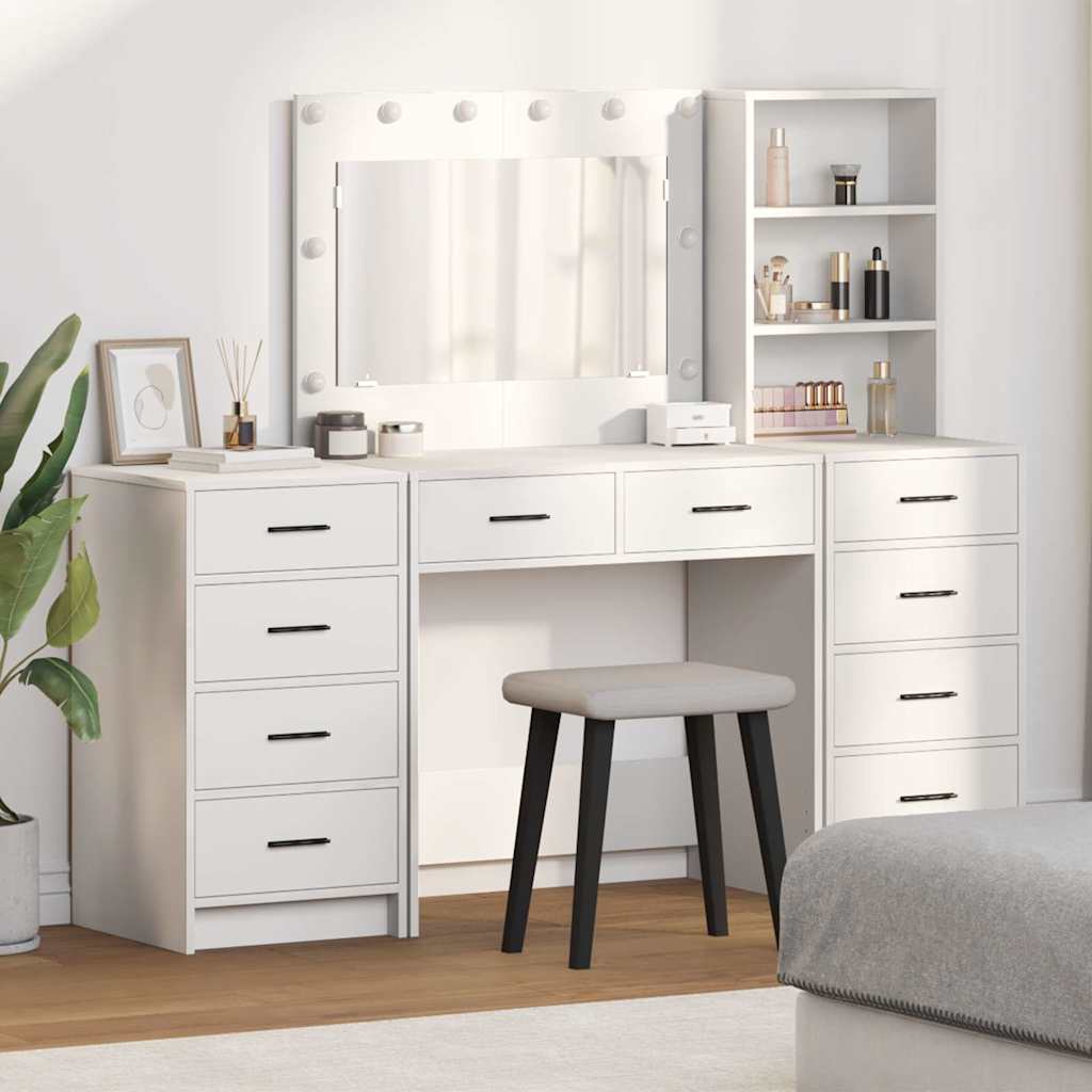 vidaXL Dressing Table 3 pcs White 78.5 x 41 x 135 cm Engineered Wood 1
