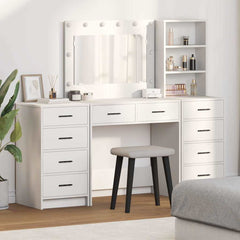 vidaXL Dressing Table 3 pcs White 78.5 x 41 x 135 cm Engineered Wood 1
