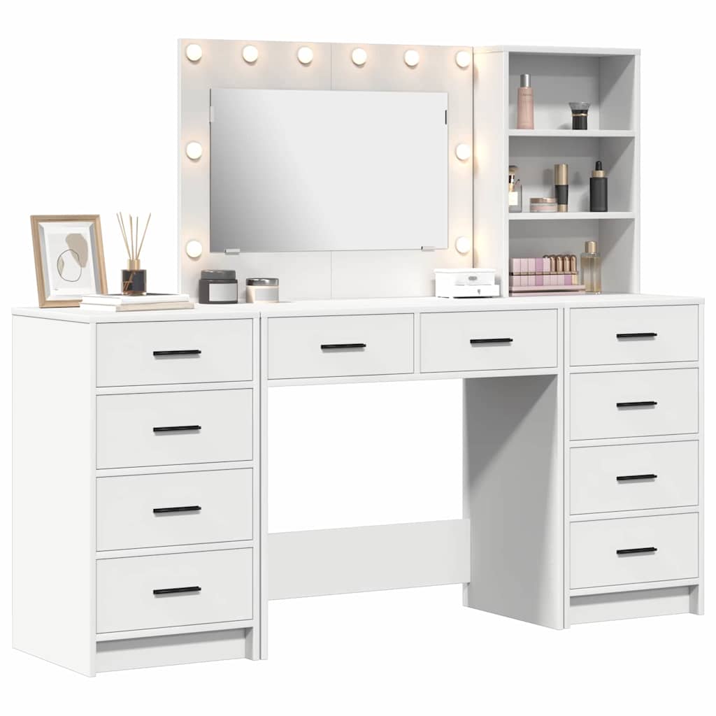 vidaXL Dressing Table 3 pcs White 78.5 x 41 x 135 cm Engineered Wood 3