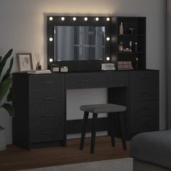 vidaXL Dressing Table 3 pcs Black Oak 78.5 x 41 x 135 cm 4