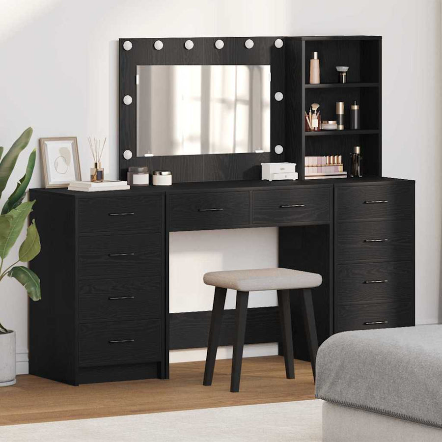 vidaXL Dressing Table 3 pcs Black Oak 78.5 x 41 x 135 cm 1
