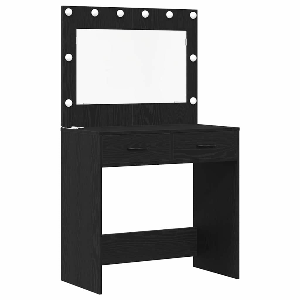 vidaXL Dressing Table 3 pcs Black Oak 78.5 x 41 x 135 cm 5
