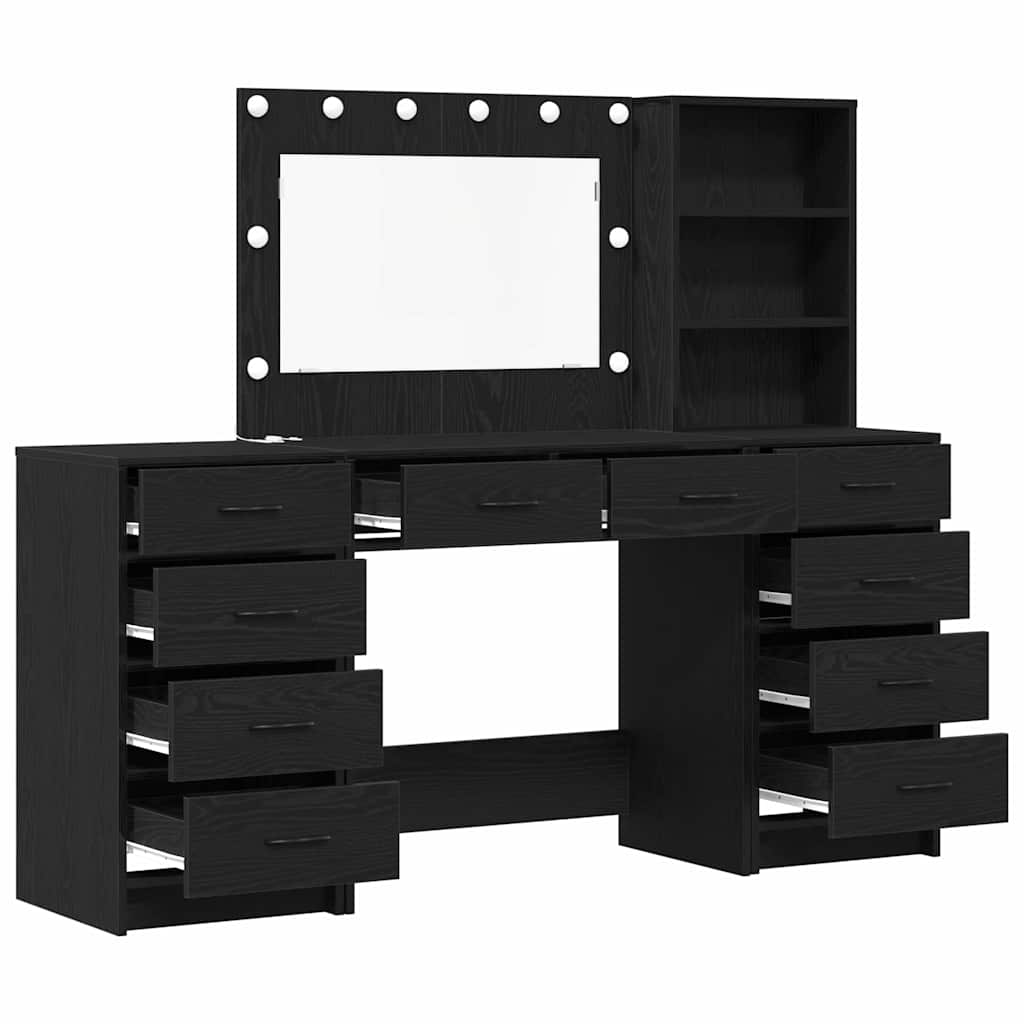 vidaXL Dressing Table 3 pcs Black Oak 78.5 x 41 x 135 cm 2