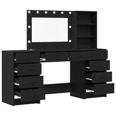 vidaXL Dressing Table 3 pcs Black Oak 78.5 x 41 x 135 cm 2
