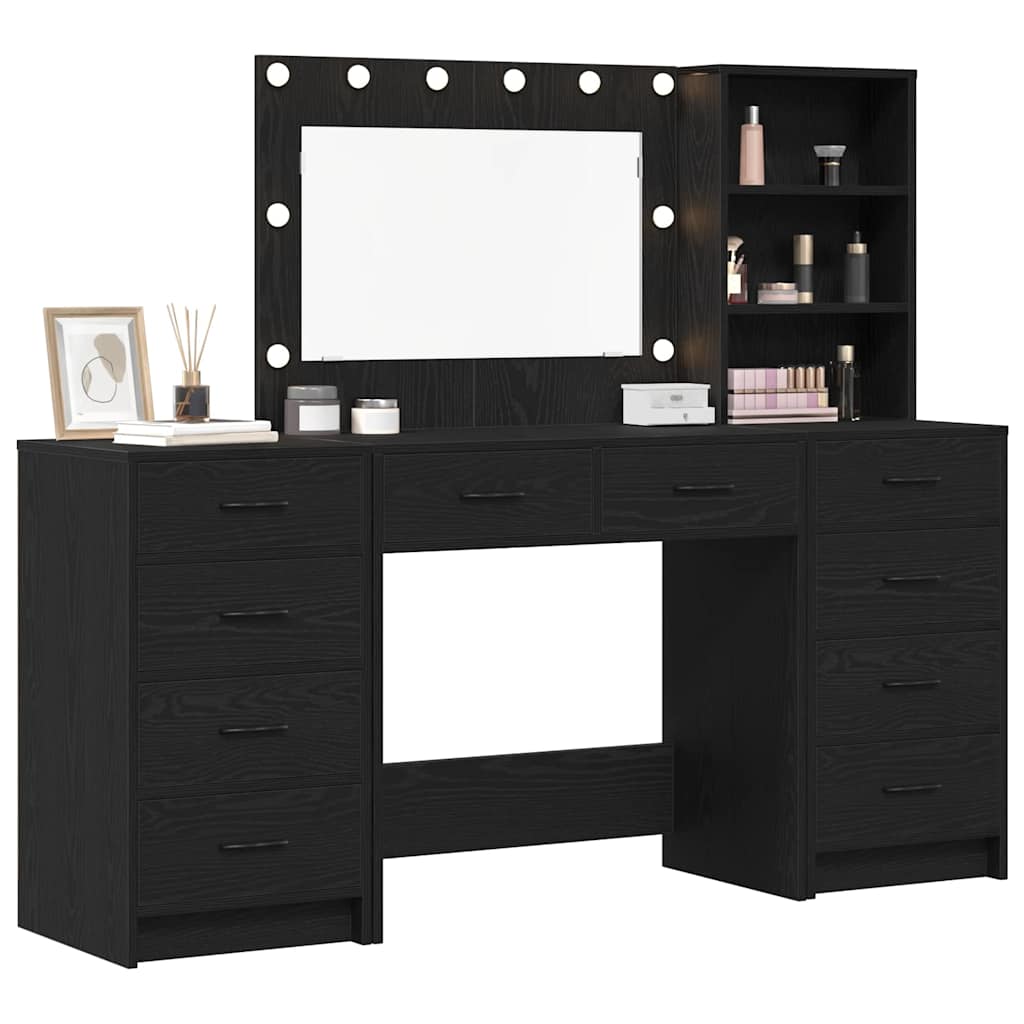 vidaXL Dressing Table 3 pcs Black Oak 78.5 x 41 x 135 cm 3